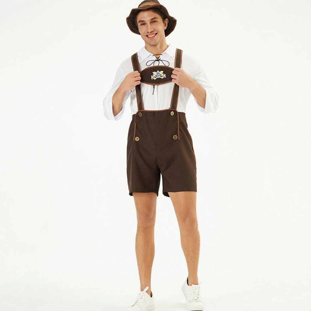 Herren Oktoberfest Lederhosen-Latzhose Trachten Hosenträger Shorts