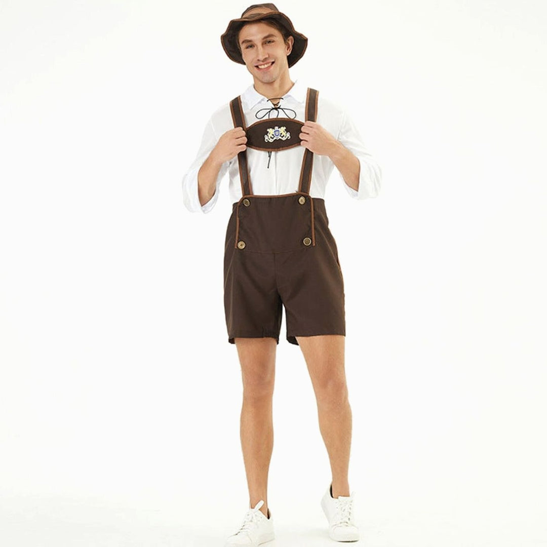 Herren Oktoberfest Lederhosen-Latzhose Trachten Hosenträger Shorts