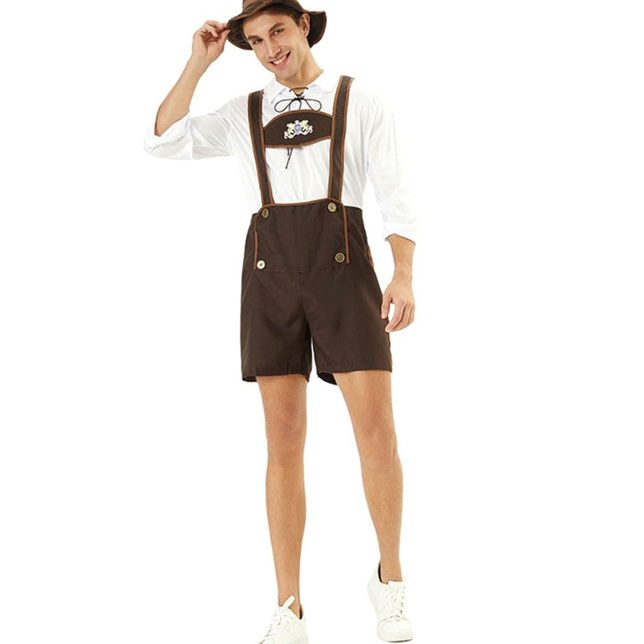 Herren Oktoberfest Lederhosen-Latzhose Trachten Hosenträger Shorts