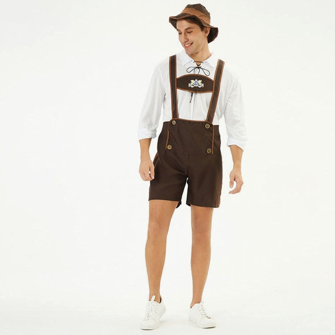 Herren Oktoberfest Lederhosen-Latzhose Trachten Hosenträger Shorts