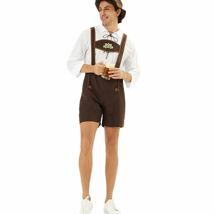 Herren Oktoberfest Lederhosen-Latzhose Trachten Hosenträger Shorts