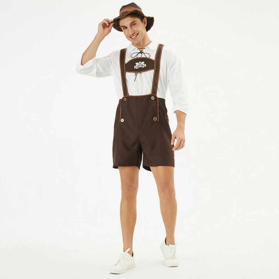 Herren Oktoberfest Lederhosen-Latzhose Trachten Hosenträger Shorts