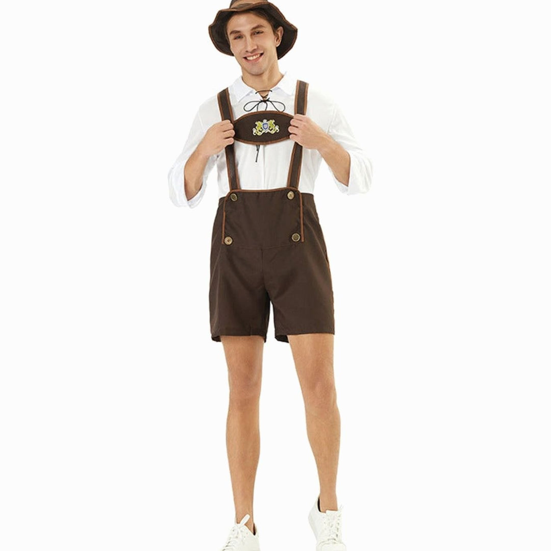 Herren Oktoberfest Lederhosen-Latzhose Trachten Hosenträger Shorts