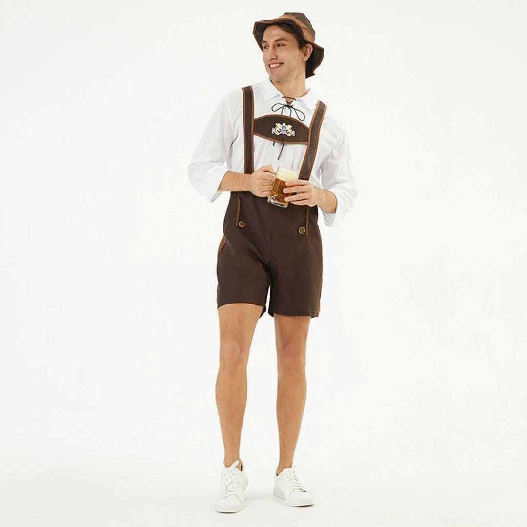 Herren Oktoberfest Lederhosen-Latzhose Trachten Hosenträger Shorts