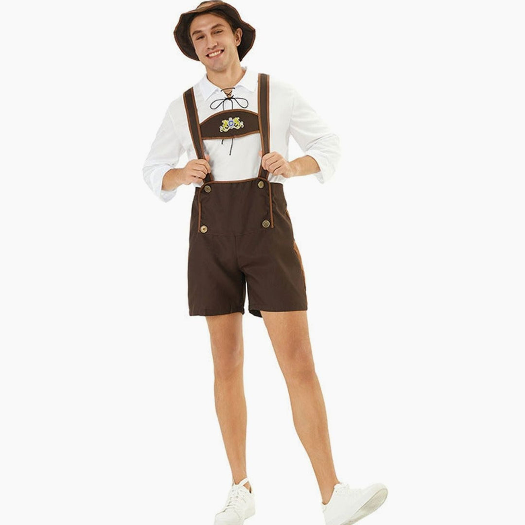 Herren Oktoberfest Lederhosen-Latzhose Trachten Hosenträger Shorts