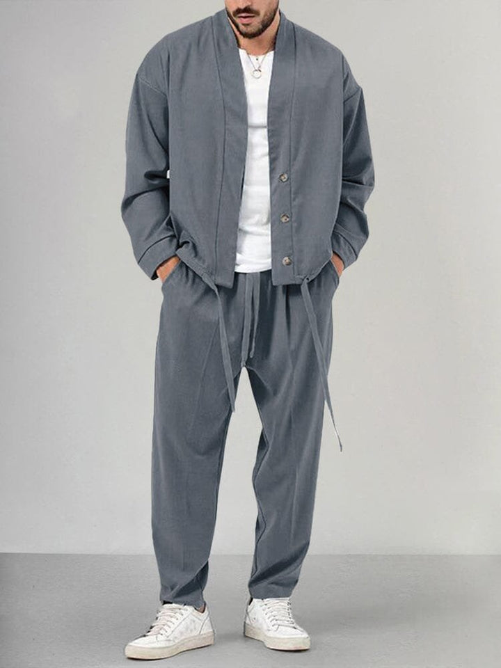 Herren Olivgrünes Two-Piece Set Loungewear Relaxed-Fit - Gray