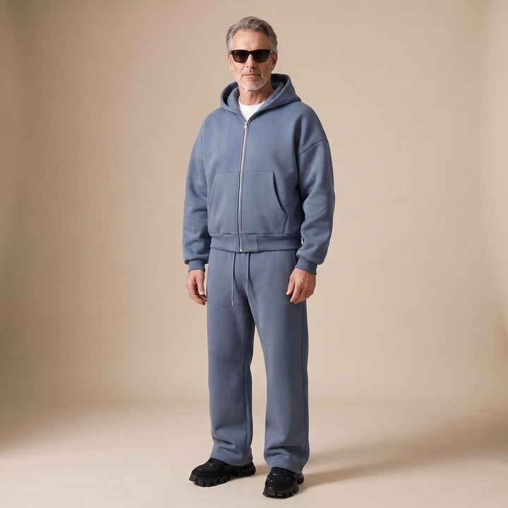 Herren Oversize Trainingsanzug Zweiteiliges Hoodie-Set - Blau