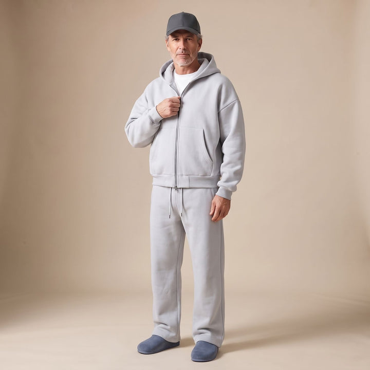 Herren Oversize Trainingsanzug Zweiteiliges Hoodie-Set - Grau