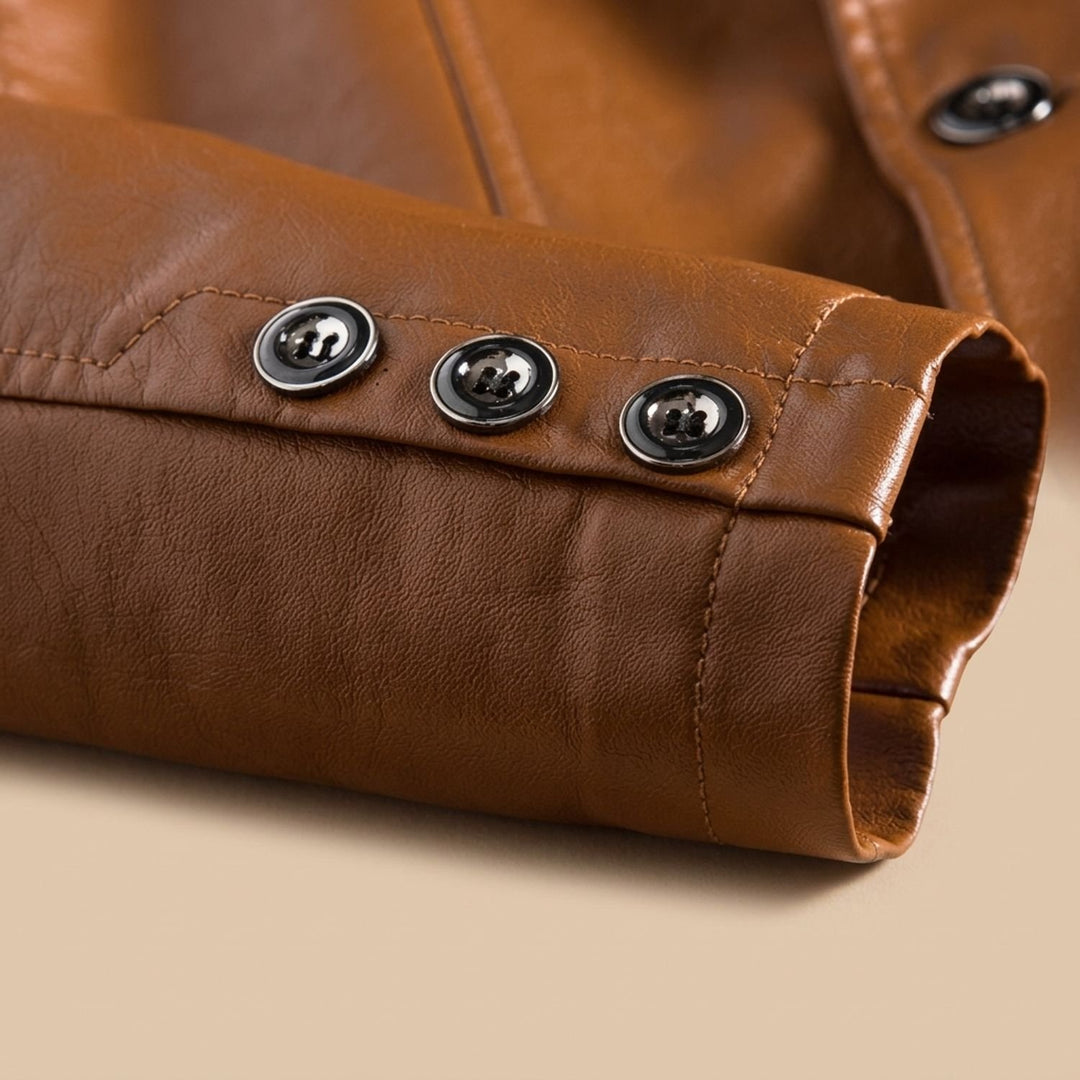 Herren Oversized Kunstleder Blazer-Jacke mit Knopfleiste
