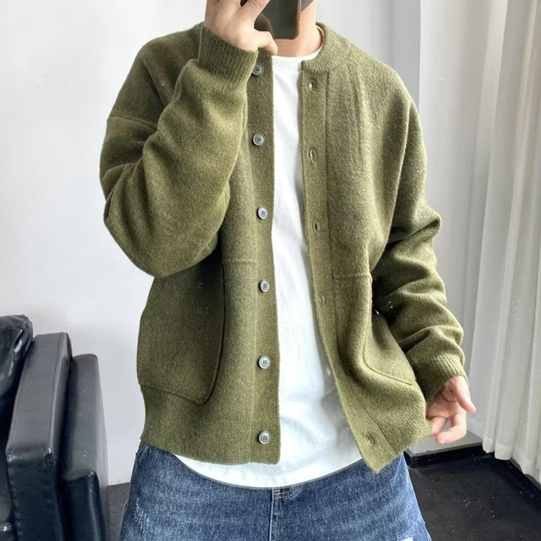Herren Oversized Strick-Cardigan mit Knopfleiste - Grün