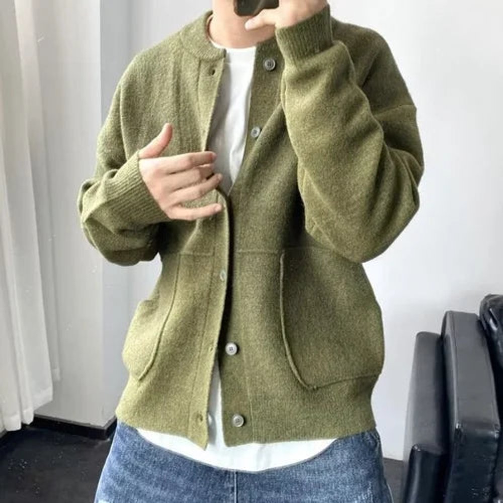 Herren Oversized Strick-Cardigan mit Knopfleiste