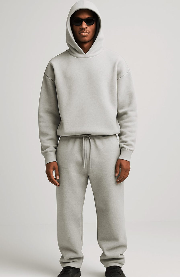 Herren Oversized Trainingspak Hoodie Jogger Set - Hellgrau
