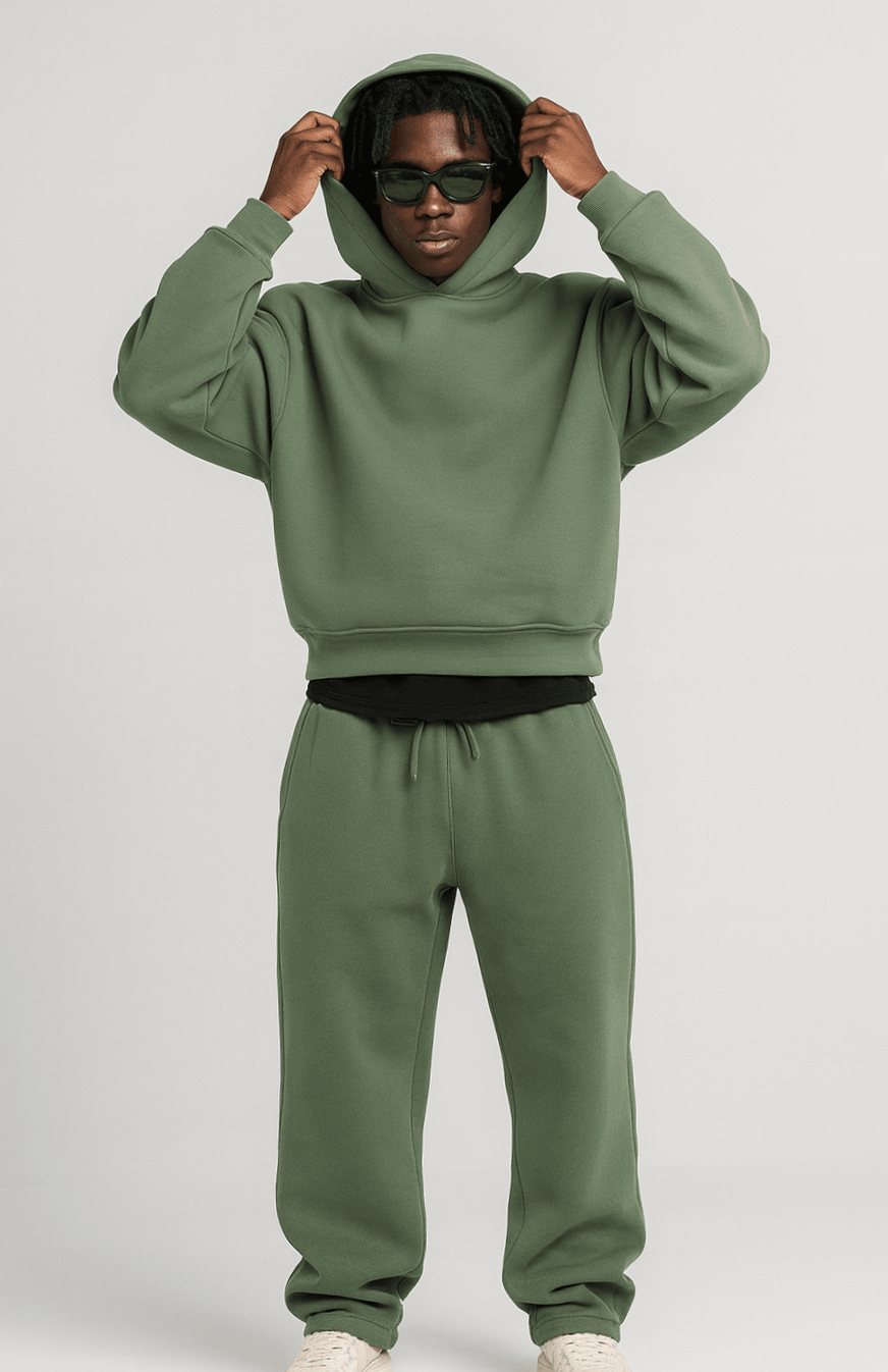 Herren Oversized Trainingspak Hoodie Jogger Set - Armeegrün