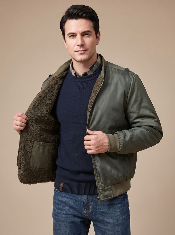 Herren Parka mit abnehmbarer Kapuze gefütterte Outdoor-Jacke mit Taschen, Army Green