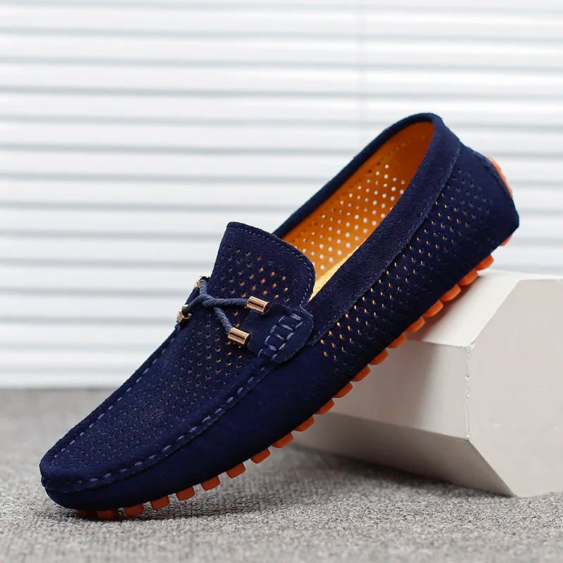 Herren Perforierte Wildleder Slip-On Loafer - Blau