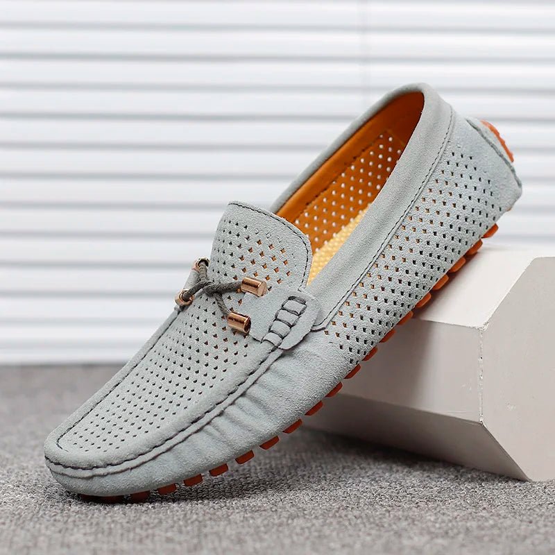 Herren Perforierte Wildleder Slip-On Loafer - Grau