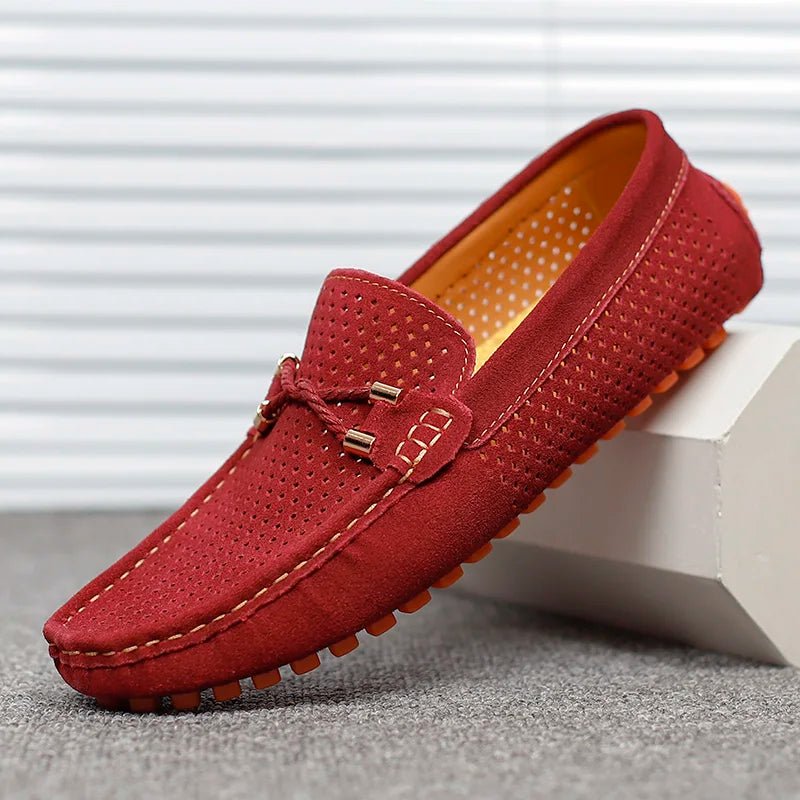 Herren Perforierte Wildleder Slip-On Loafer - Rot