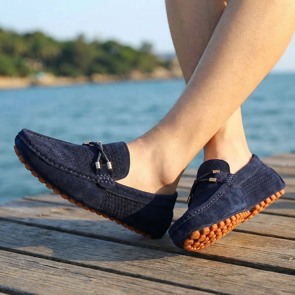 Herren Perforierte Wildleder Slip-On Loafer