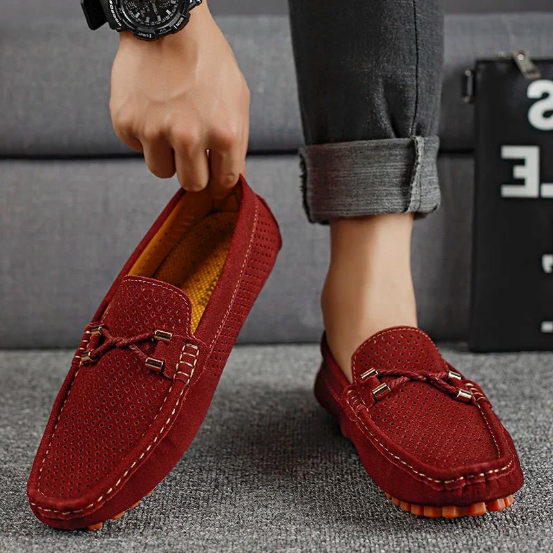 Herren Perforierte Wildleder Slip-On Loafer