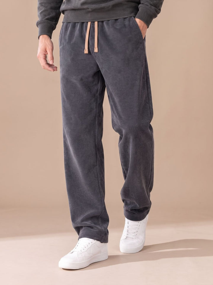 Herren Relaxed-Fit Kordsamt-Jogginghose mit Tunnelzug - Grau