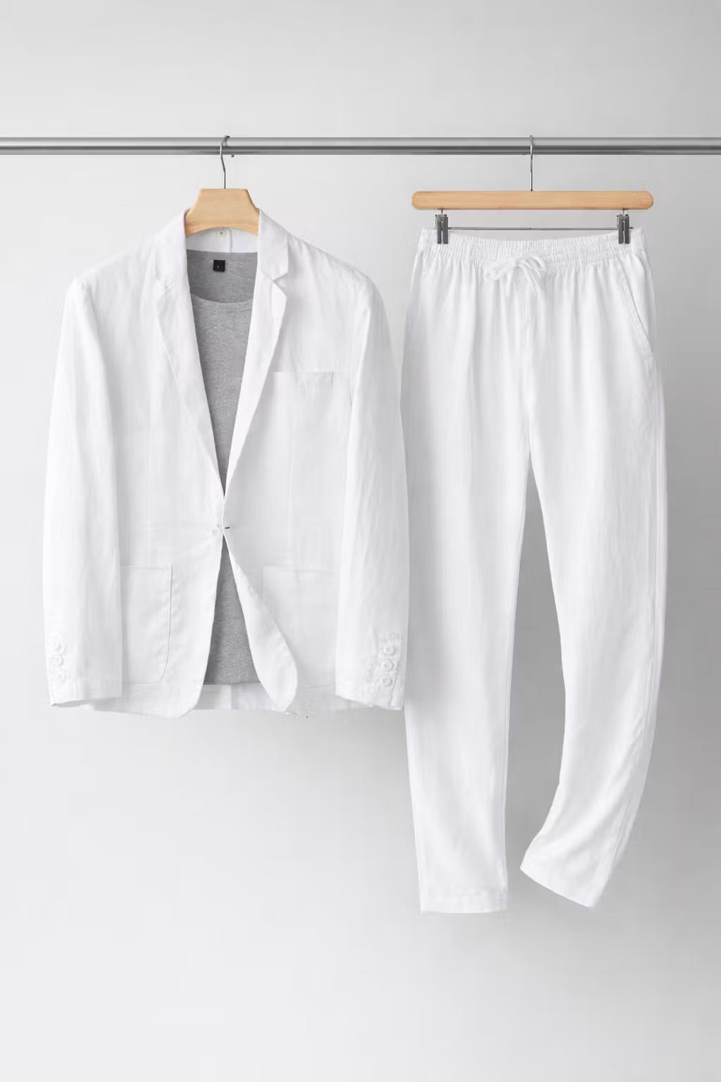 Herren Relaxed-Fit Linen Anzug-Set - White