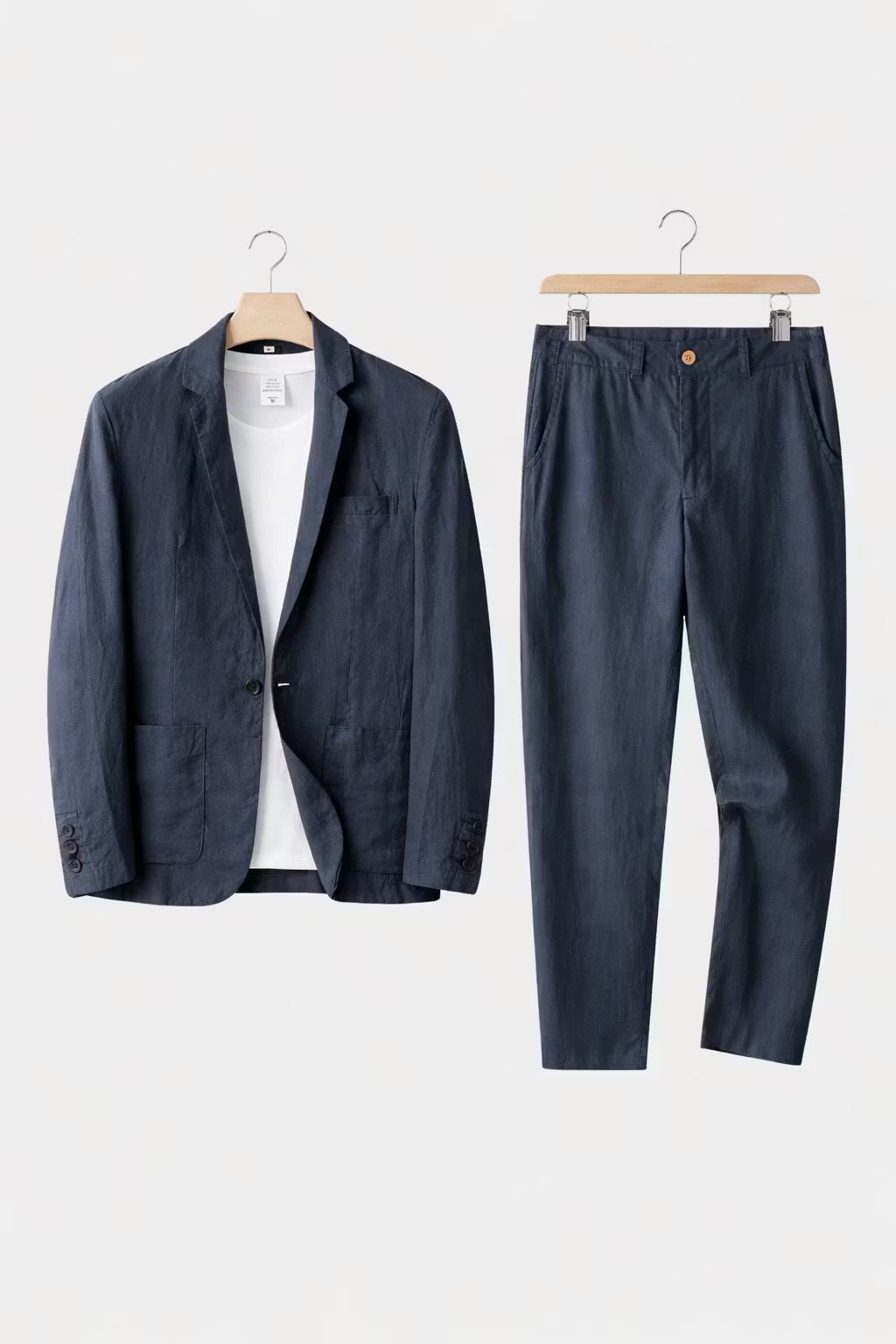 Herren Relaxed-Fit Linen Anzug-Set - Blue