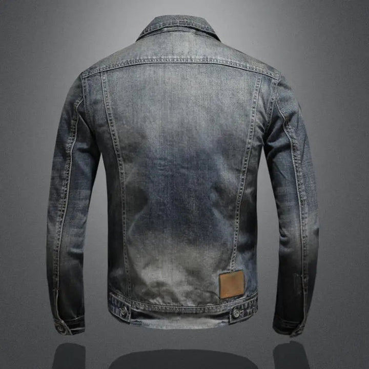Herren Retro Denimjacke Vintage Reißverschluss Jeansjacke