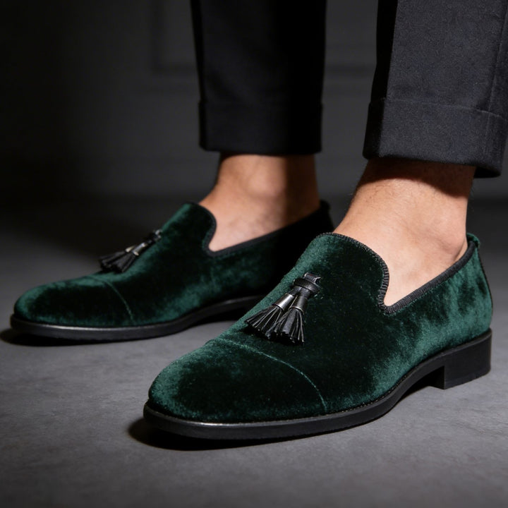 Herren Samt Quasten Loafer Eleganter Slip-On Schuh