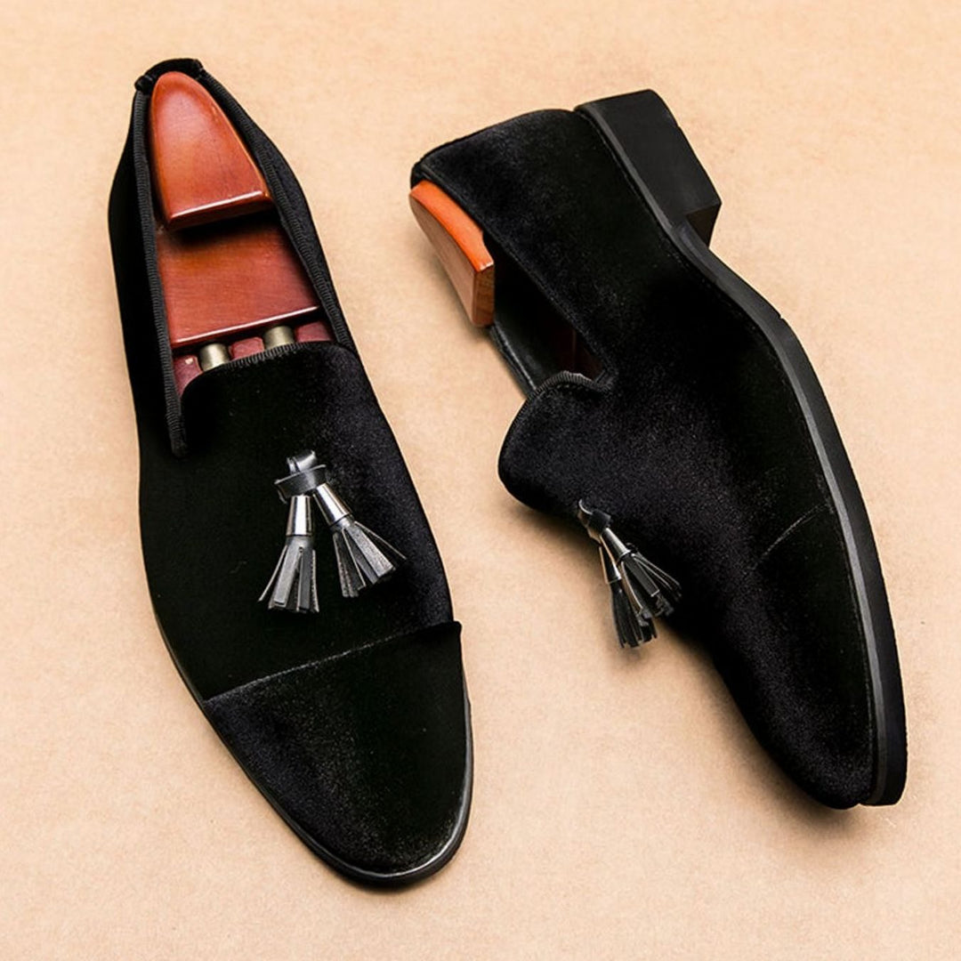 Herren Samt Quasten Loafer Eleganter Slip-On Schuh