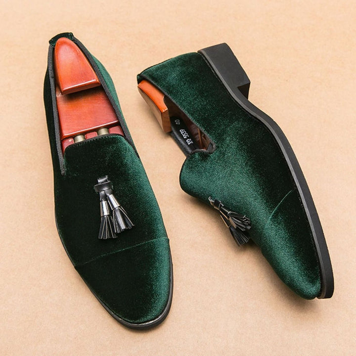 Herren Samt Quasten Loafer Eleganter Slip-On Schuh