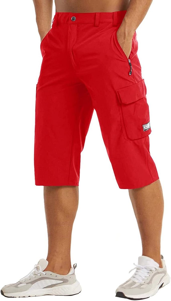 Herren Schnelltrocknende Taktische Cargo-Shorts mit Seitentaschen - Rot