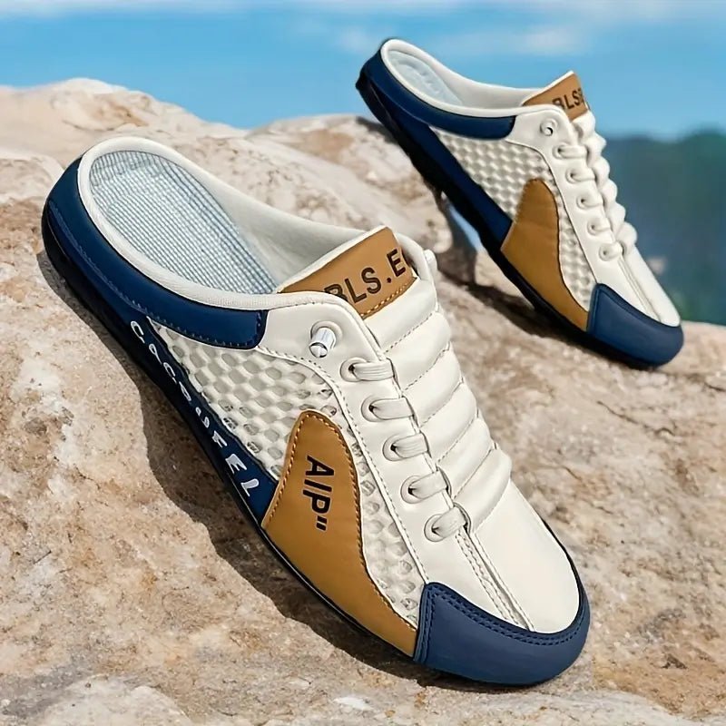 Herren Schnürlose Slip-on Sneaker-Halbschuhe mit Netzoberflächenstruktur