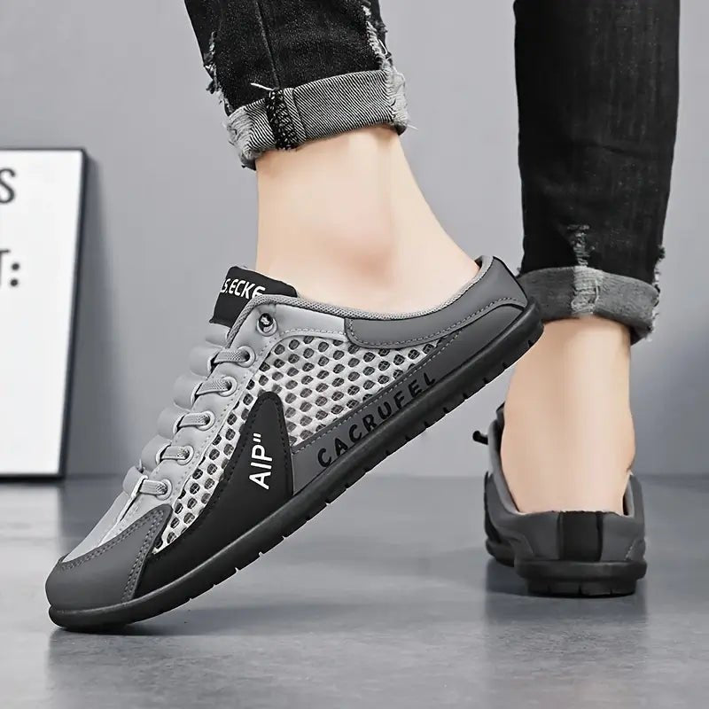 Herren Schnürlose Slip-on Sneaker-Halbschuhe mit Netzoberflächenstruktur