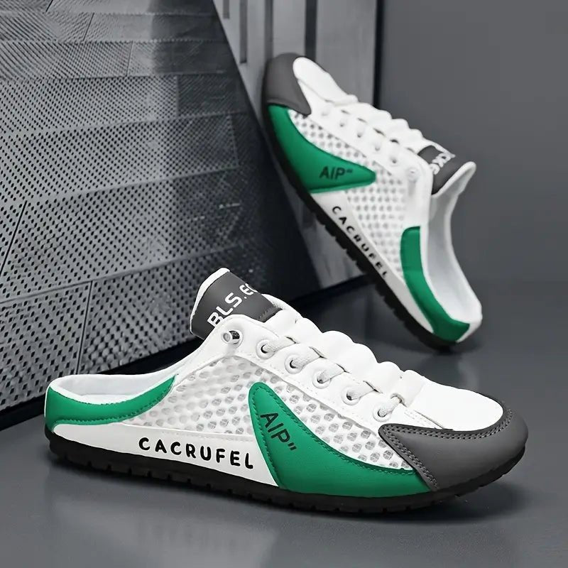 Herren Schnürlose Slip-on Sneaker-Halbschuhe mit Netzoberflächenstruktur - Green