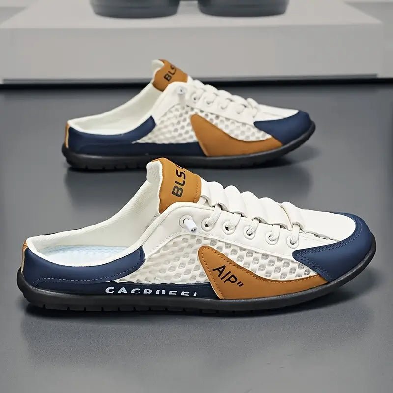 Herren Schnürlose Slip-on Sneaker-Halbschuhe mit Netzoberflächenstruktur - Beige