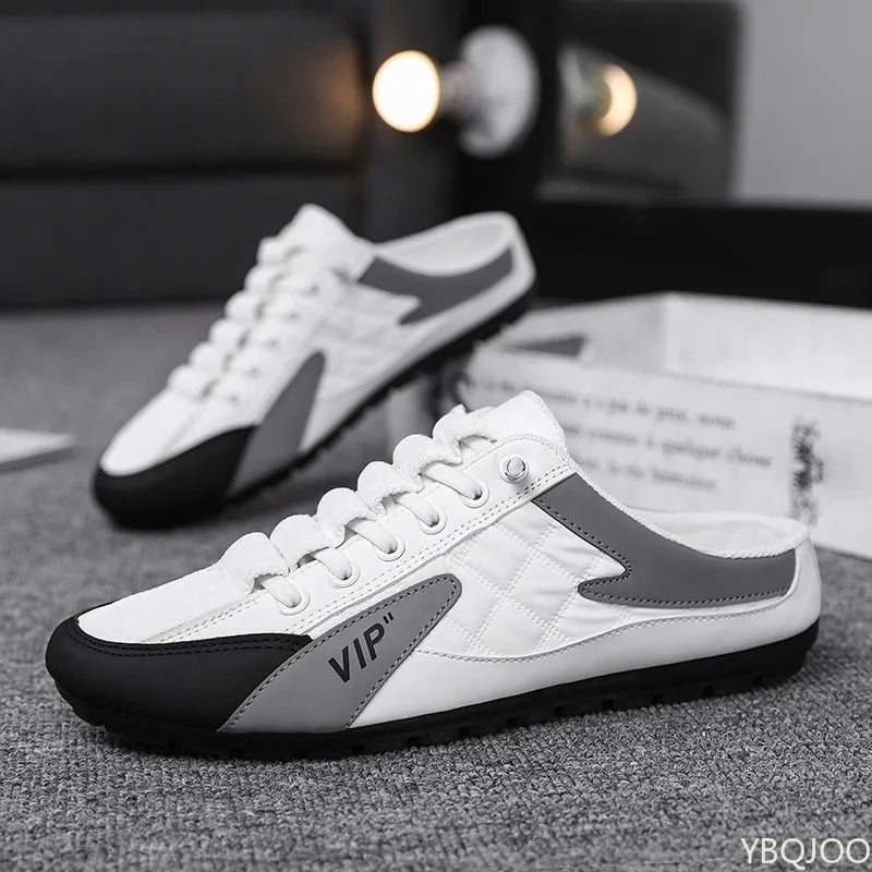 Herren Schnürlose Slip-on Sneaker-Halbschuhe mit Netzoberflächenstruktur - White