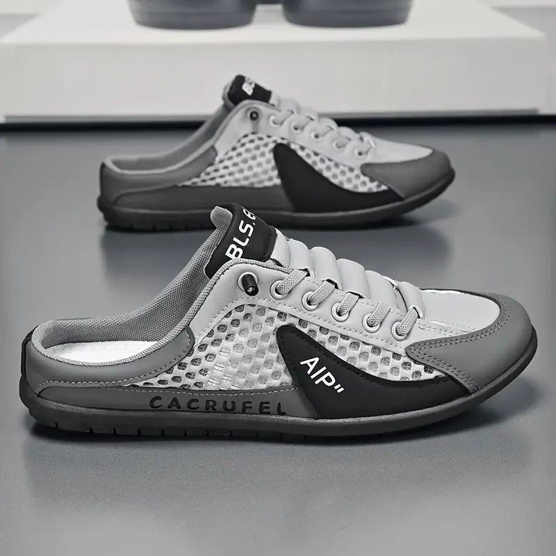 Herren Schnürlose Slip-on Sneaker-Halbschuhe mit Netzoberflächenstruktur - Gray