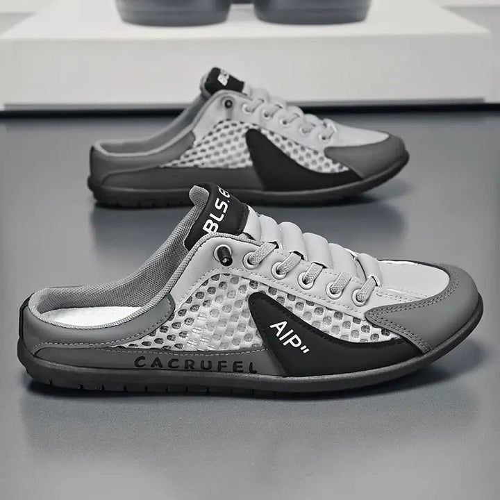 Herren Schnürlose Slip-on Sneaker-Halbschuhe mit Netzoberflächenstruktur - Gray