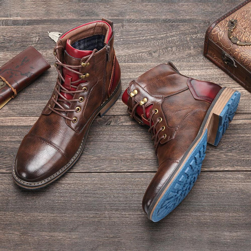 Herren Schnürstiefel aus Leder klassische Oxford Mens Boots