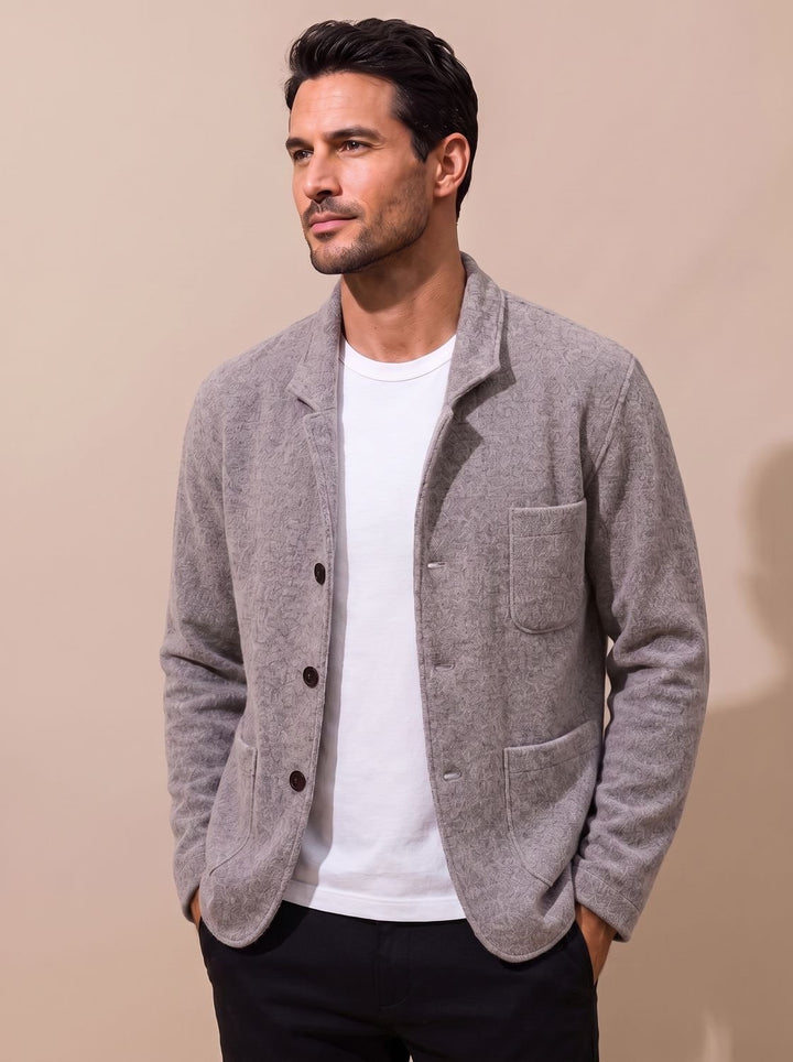 Herren Slim-Fit Button-Front Strickjacke mit Reverskragen - Grau