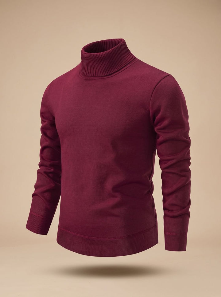 Herren Slim-Fit Feinstrick-Rollkragenpullover mit gerippten Bündchen - Dunkelgrau