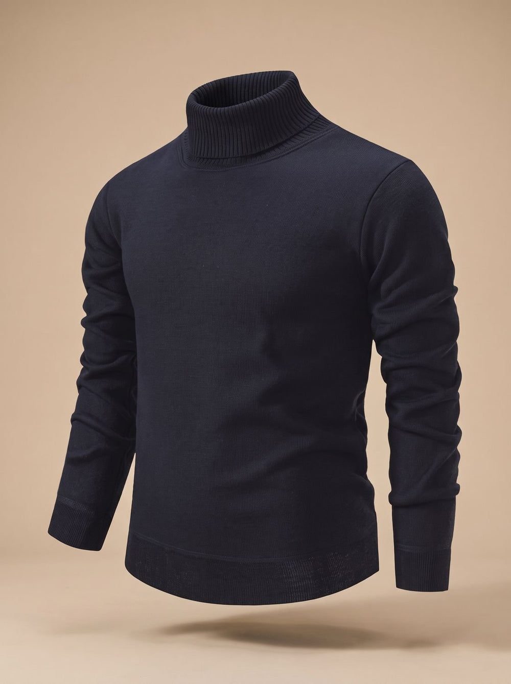 Herren Slim-Fit Feinstrick-Rollkragenpullover mit gerippten Bündchen