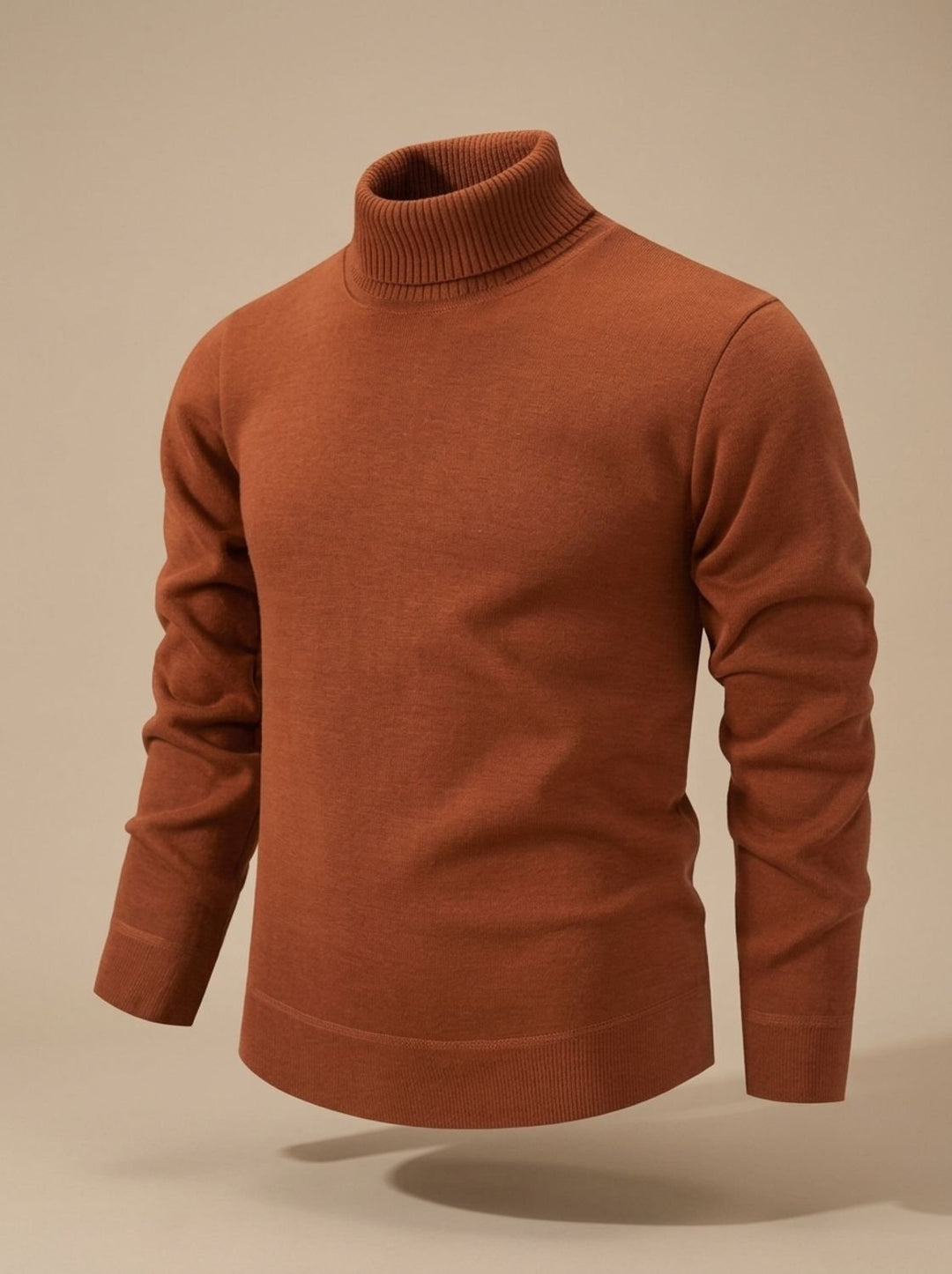 Herren Slim-Fit Feinstrick-Rollkragenpullover mit gerippten Bündchen