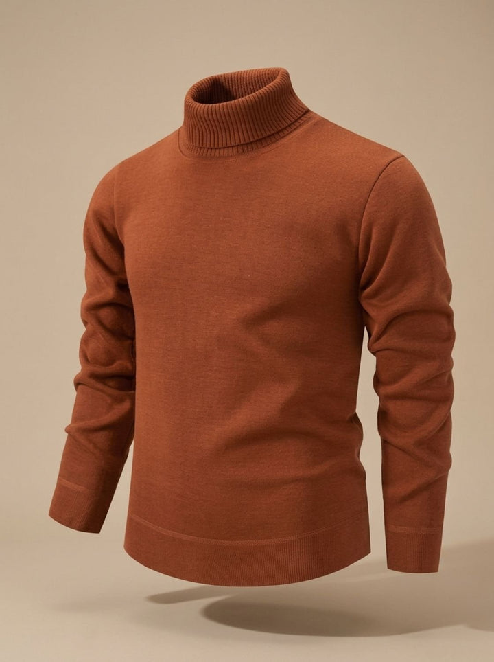 Herren Slim-Fit Feinstrick-Rollkragenpullover mit gerippten Bündchen