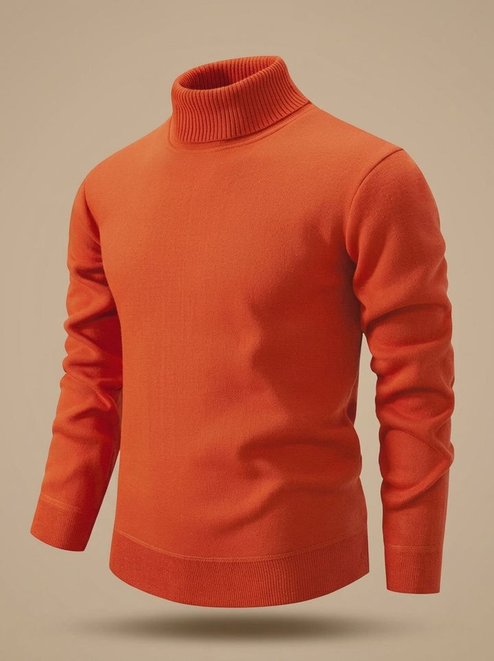 Herren Slim-Fit Feinstrick-Rollkragenpullover mit gerippten Bündchen