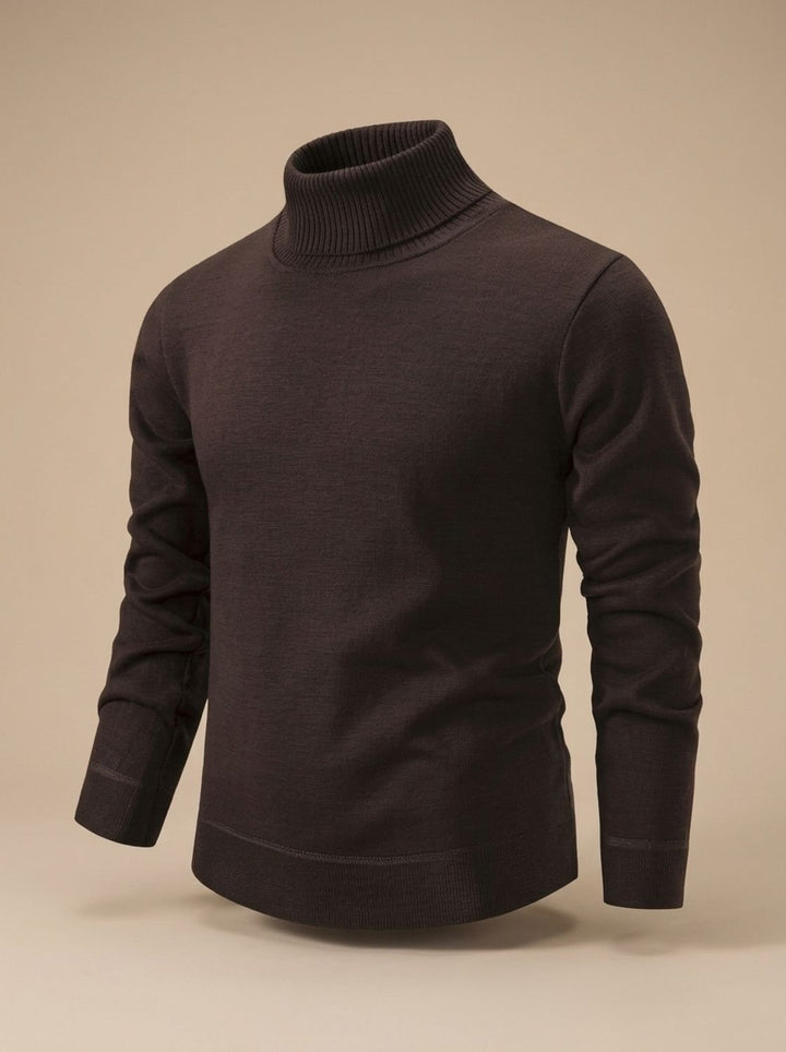 Herren Slim-Fit Feinstrick-Rollkragenpullover mit gerippten Bündchen