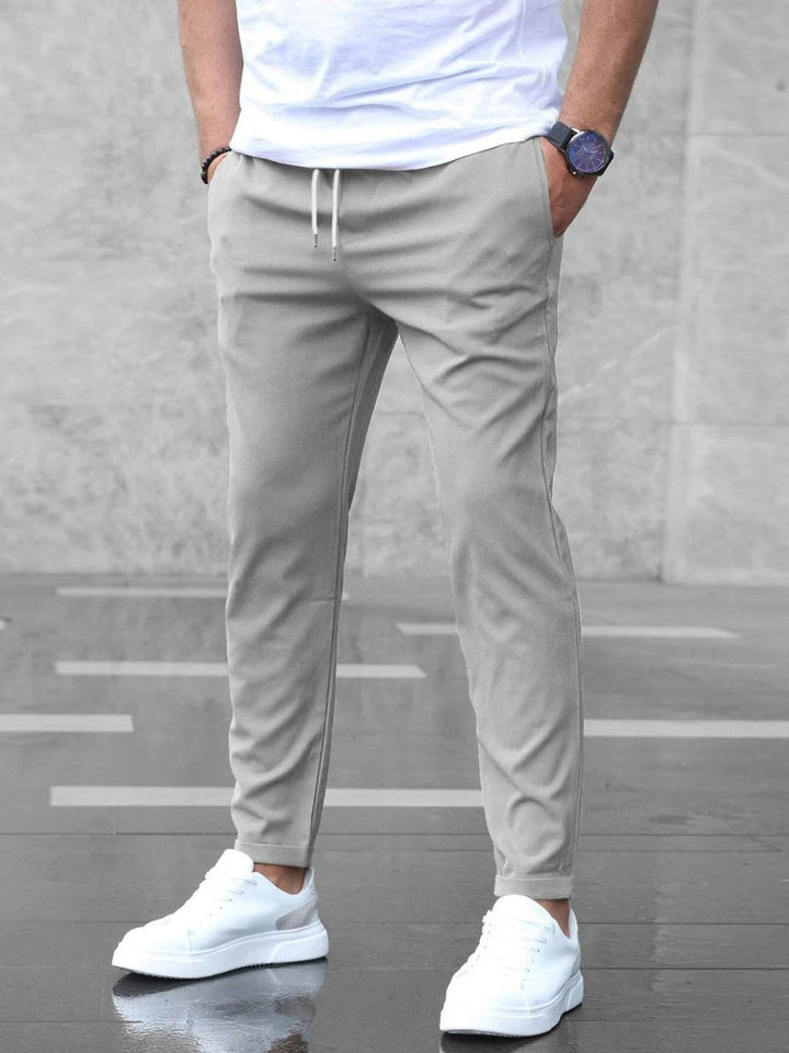 Herren Slim-Fit Jogger-Chino Hose mit Kordelzug - Grau