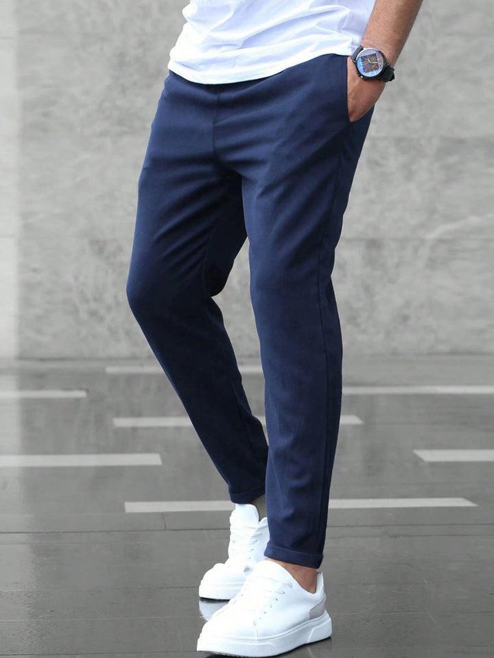 Herren Slim-Fit Jogger-Chino Hose mit Kordelzug - Marineblau