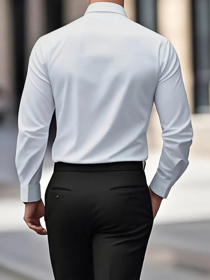 Herren Slim-Fit Knitterfreies Langarm Business-Hemd