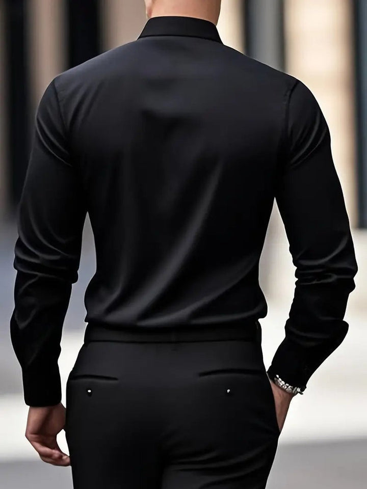 Herren Slim-Fit Knitterfreies Langarm Business-Hemd